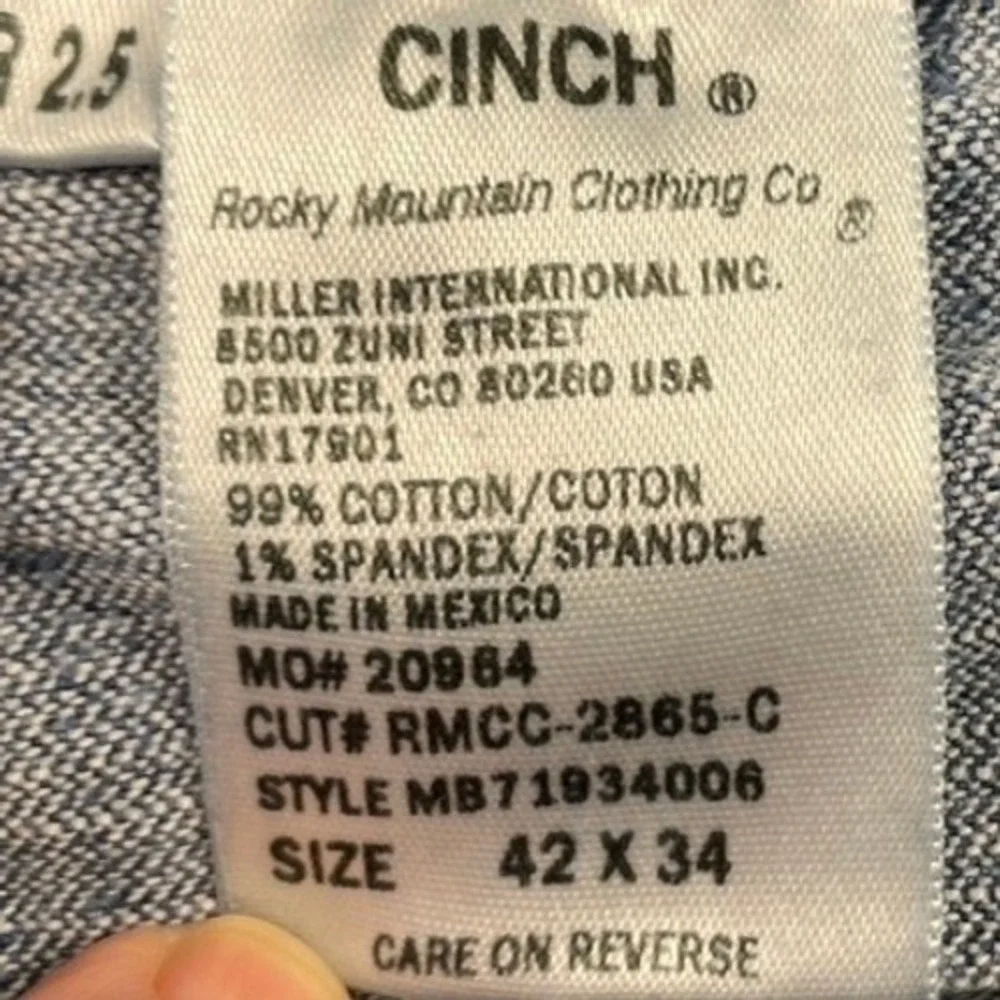 Cinch Carter 2.5 Men's 42x34 Relaxed Straight Leg Jeans Blue Medium Wash